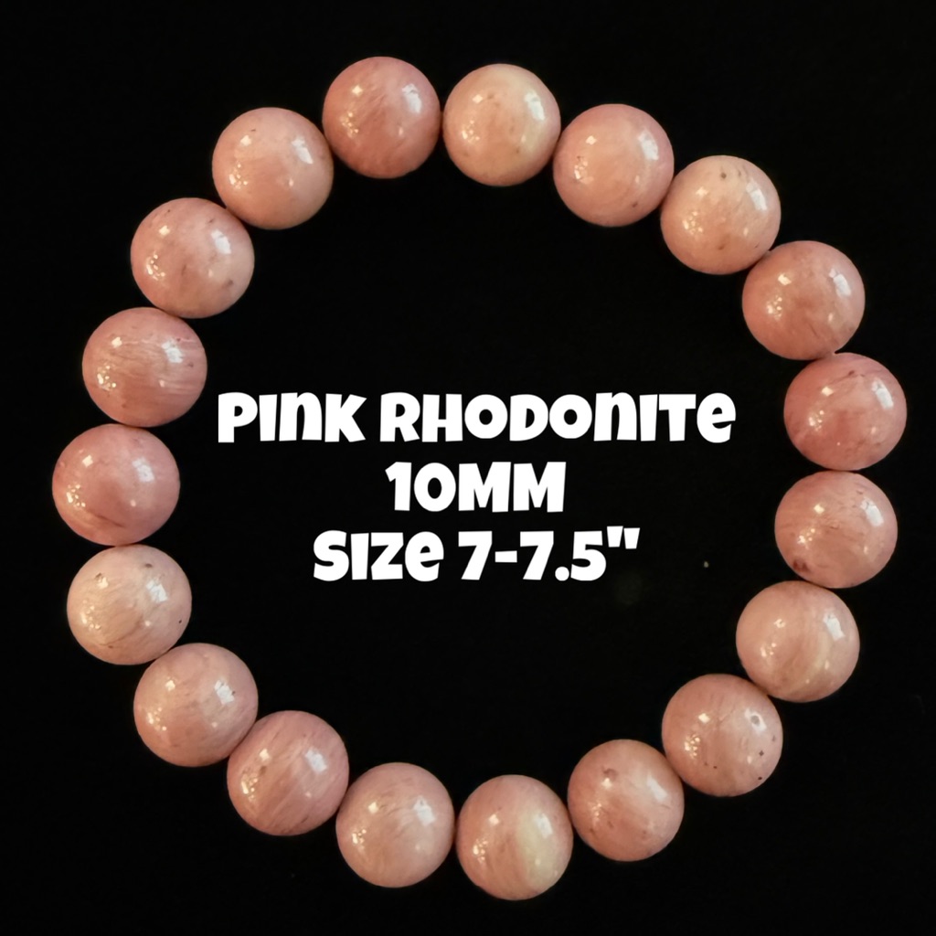 Authentic Pink Rhodonite 10mm Stretchy Bracelet By Bombshell Beads